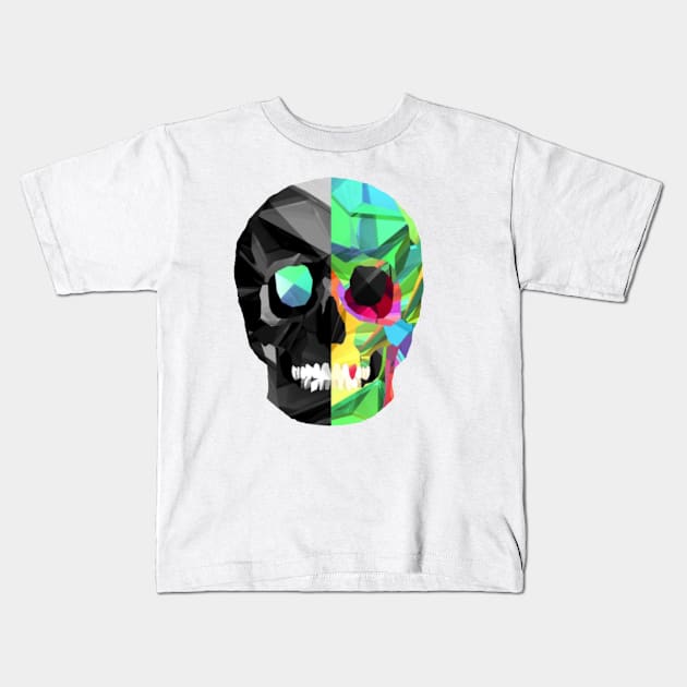 Bicolored Skull Kids T-Shirt by JoeTheHoe